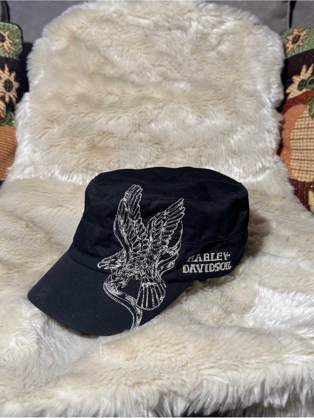 Harley-Davidson Black Embroidered Eagle Cadet Cap